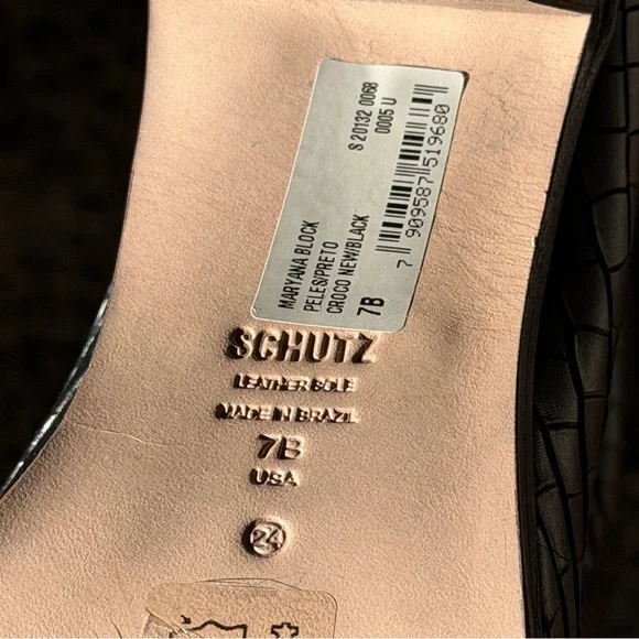 SCHUTZ Black Croc-Embossed Heeled Boots - Picture 3 of 7
